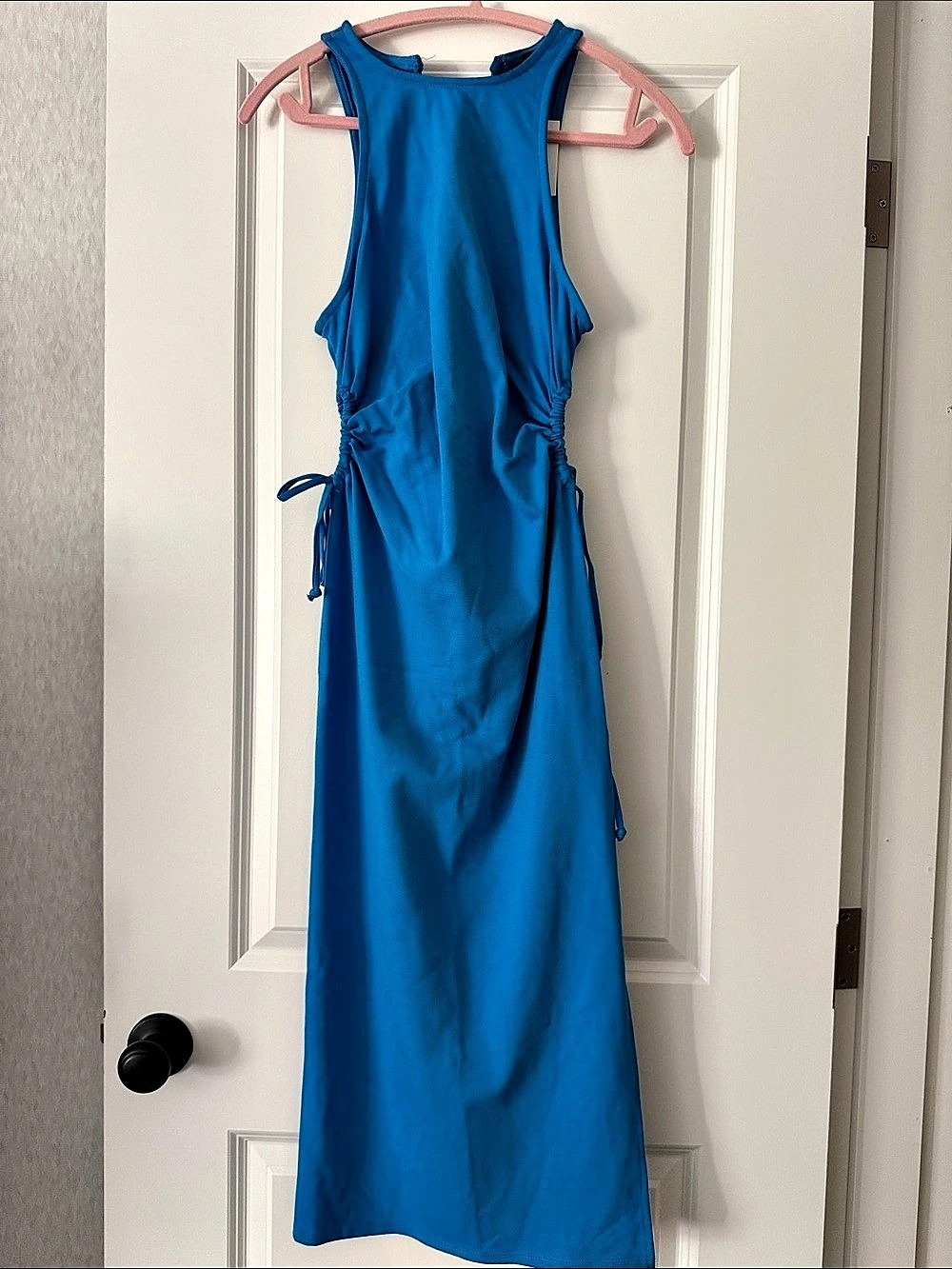 NY&C Ruched Maxi Dress in Blue Size Small NWT